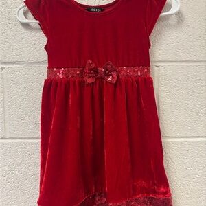 George Red Velvet Kids Dress with Bow
